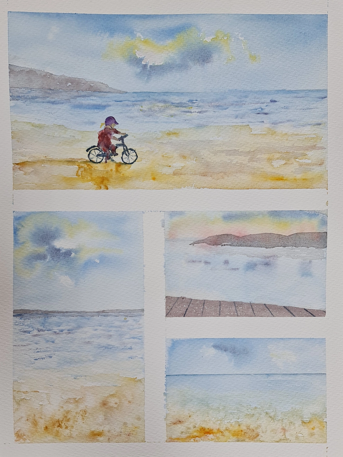 Akvarell En dag på stranden av Marta Andertun Thomasson