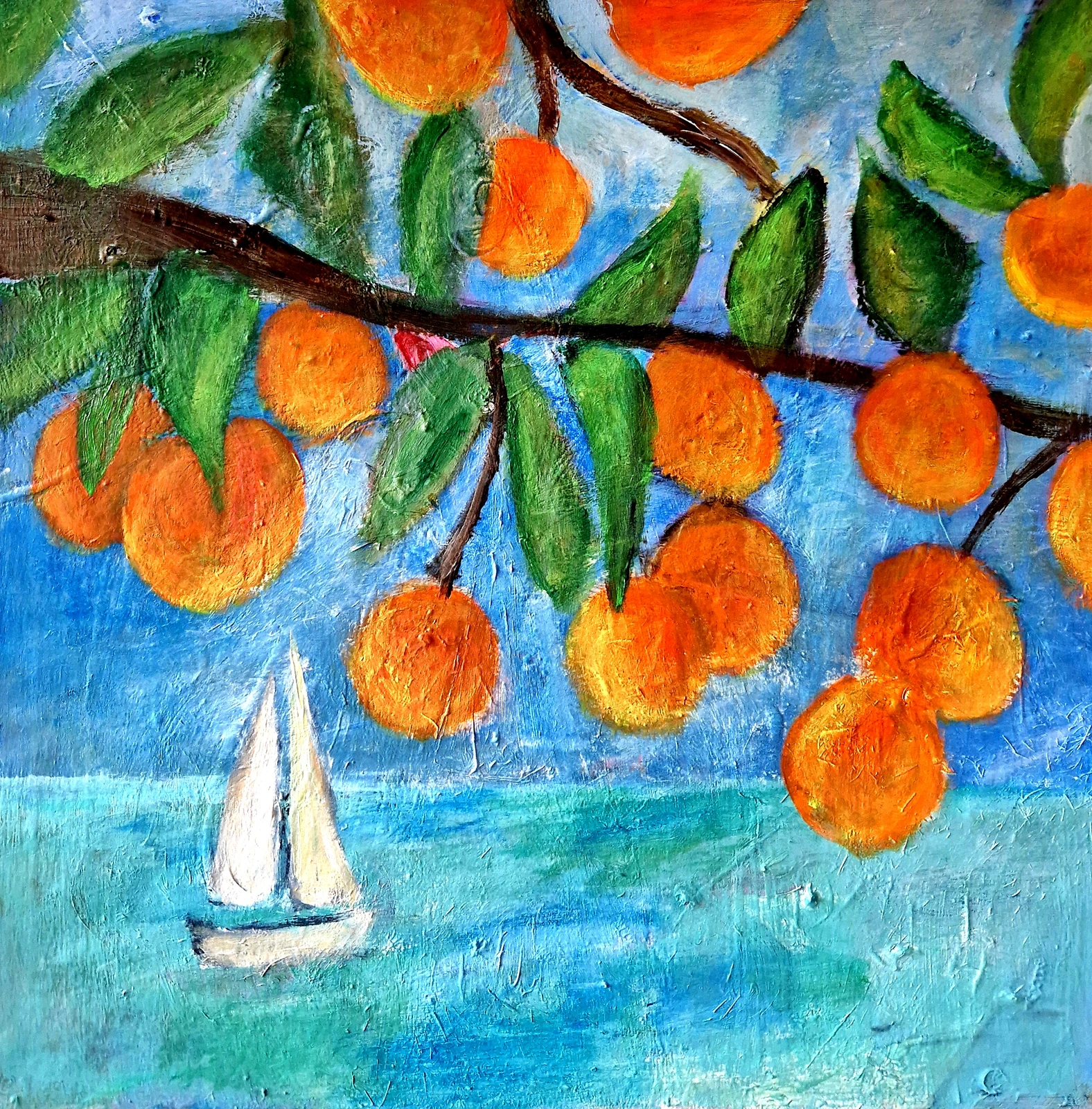 Akrylmålning Apelsiner av Birgitta Jonsson Bijon Art