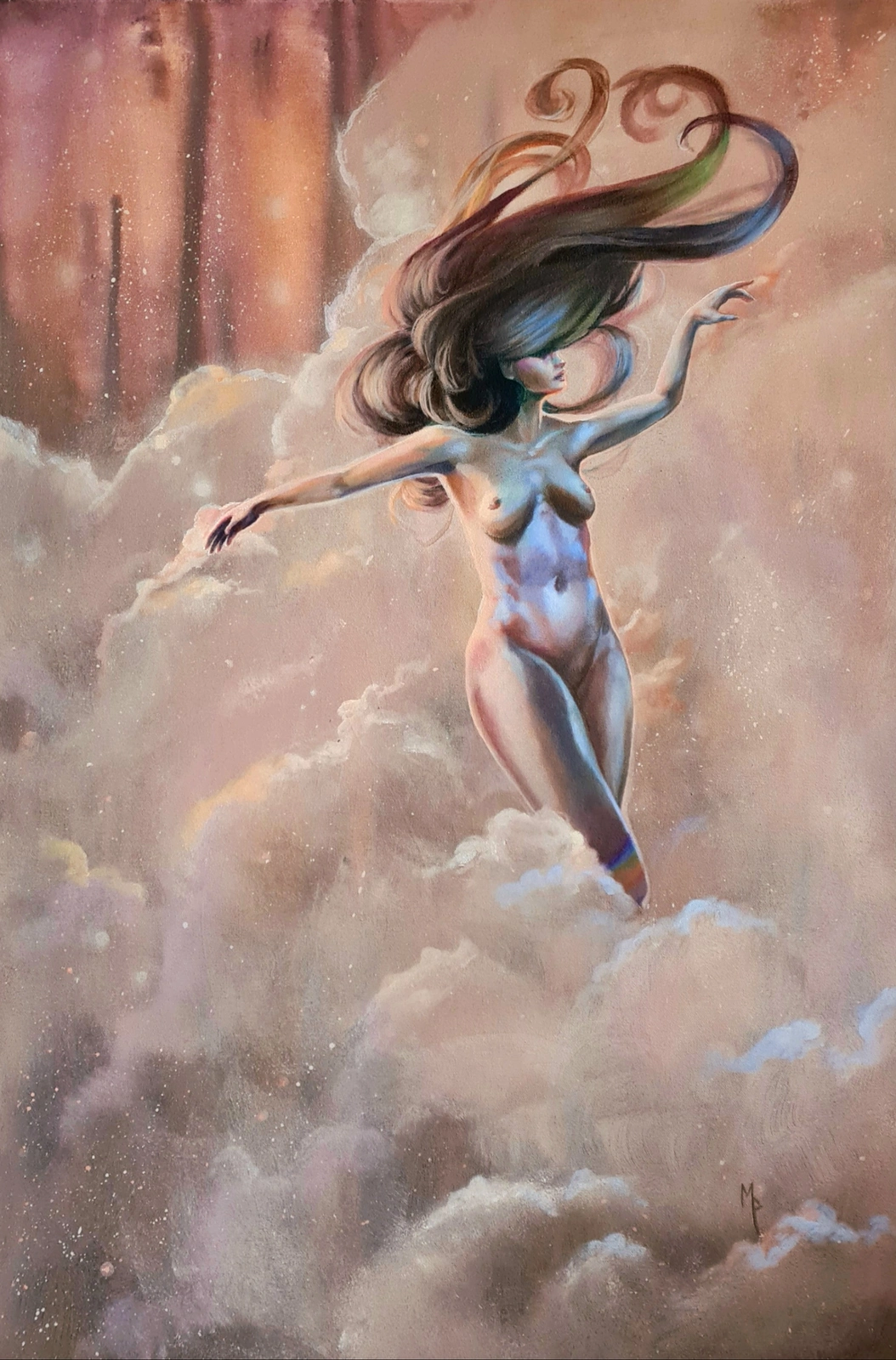 Akrylmålning An Inner Journey through the Clouds av Mimmi MPs ArtCreations Pettersson