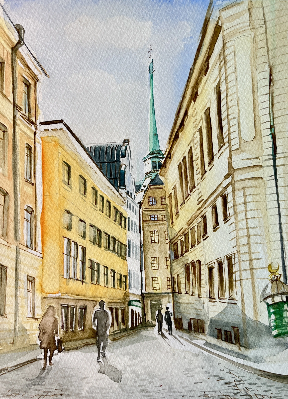 Akvarell Gamla Stan av Otilia Tarlapan