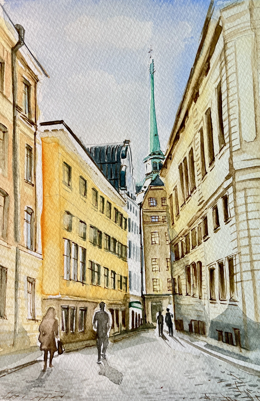 Akvarell Gamla Stan av Otilia Tarlapan