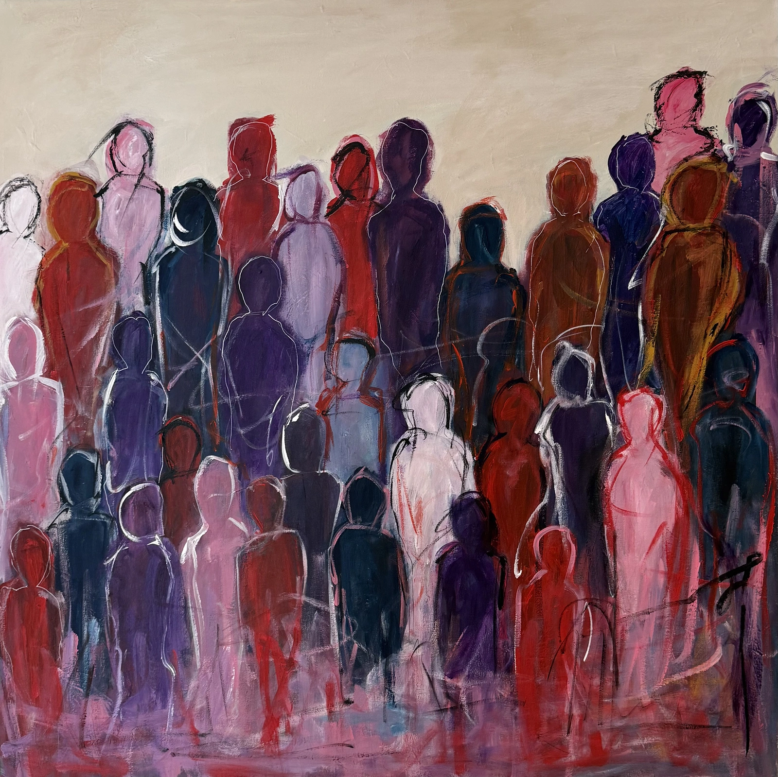 Akrylmålning Standing together av Peter Frejeberg