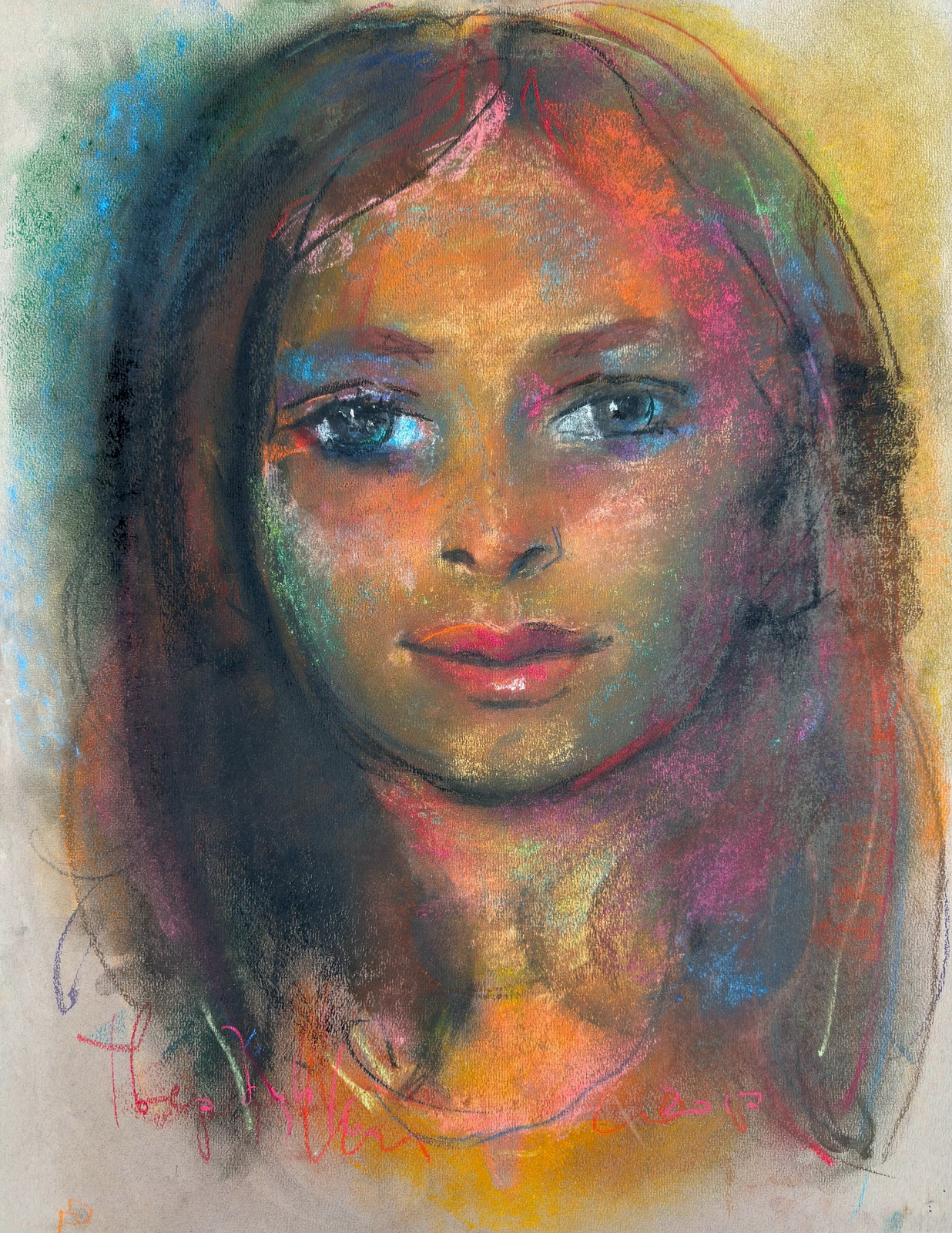 Akrylmålning Pastel Portraits V av Ivan Tverdun