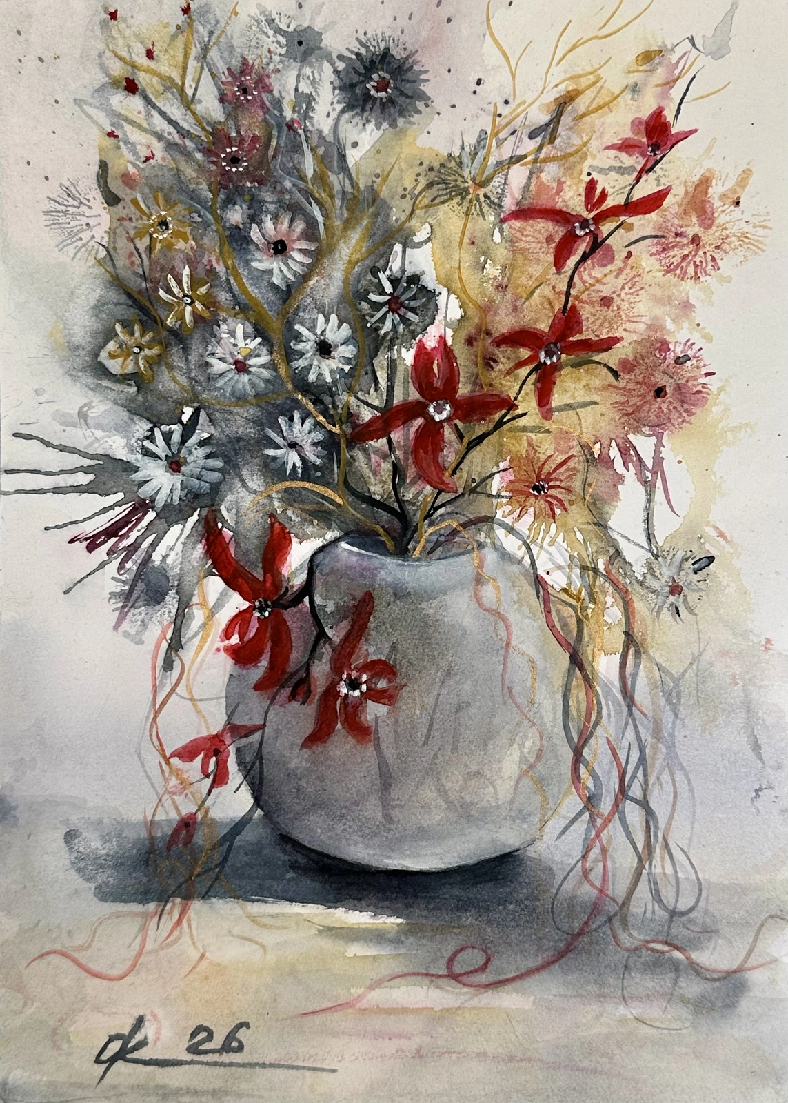 Akvarell En bukett vilda blommor av Olga Kharyakova