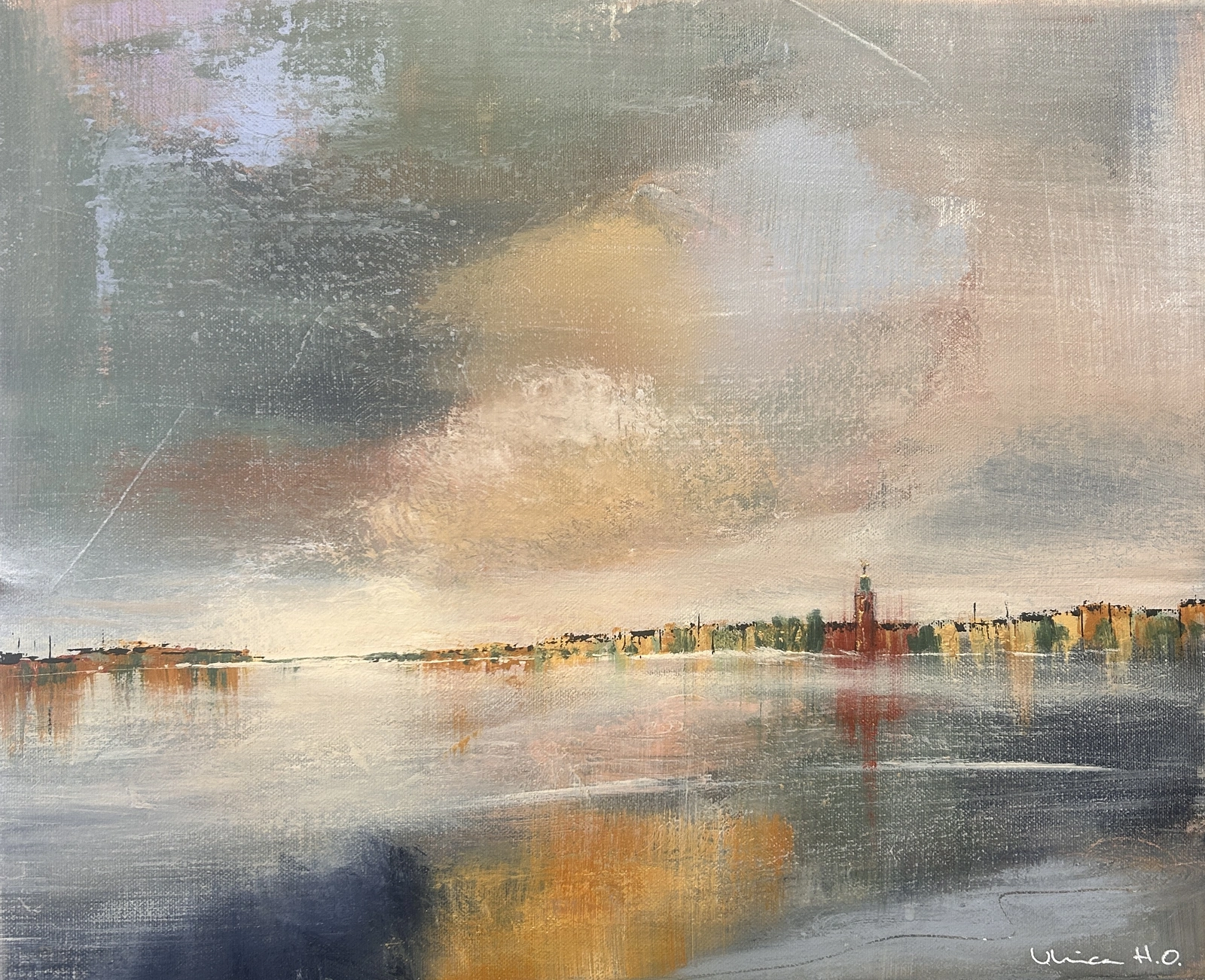 Akrylmålning Där dagen dröjer kvar av Ulrica Halling Olsson_art Stockholm