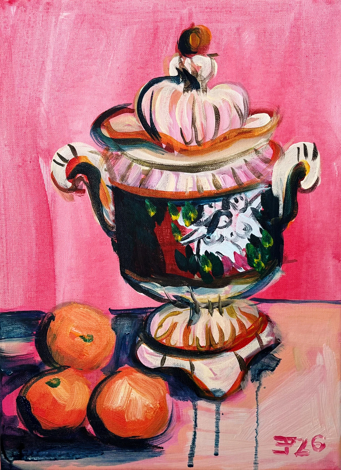 Akrylmålning Capodimonte in pink av Elisa Pålsson