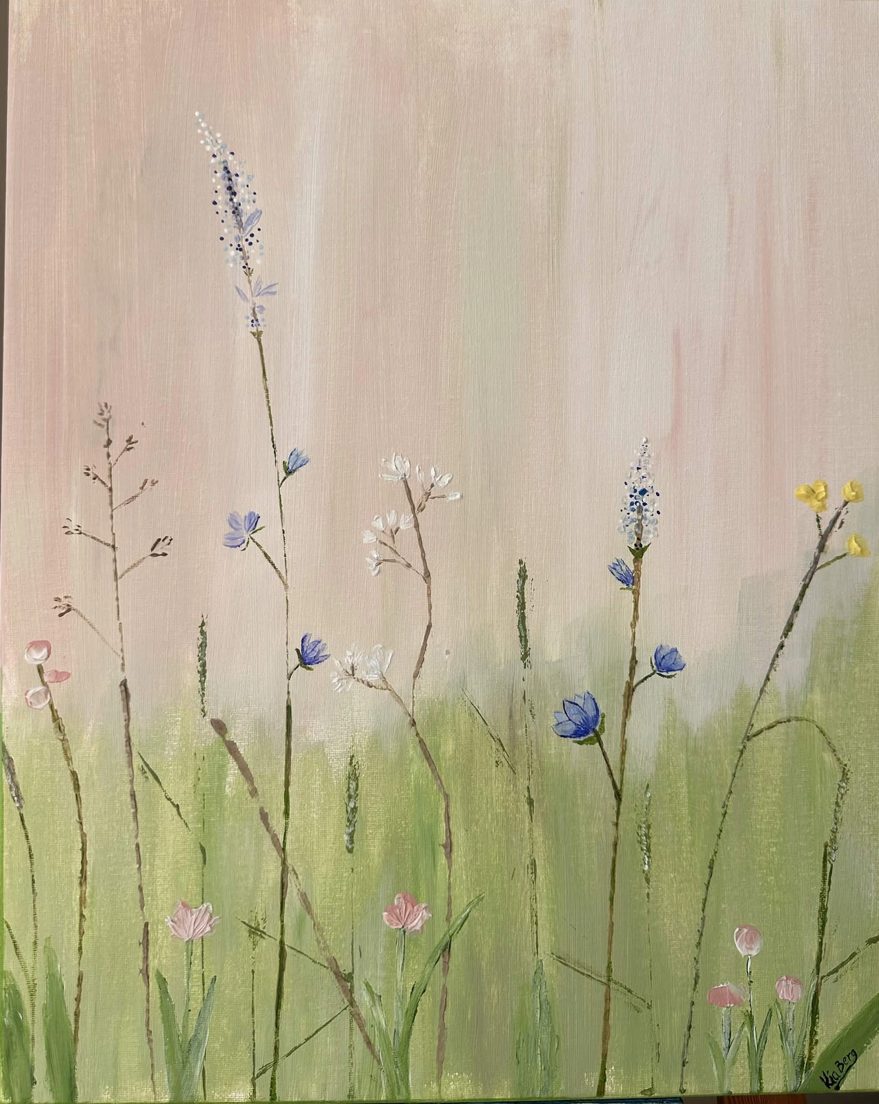 Akrylmålning Blomsteräng av Kia Berg