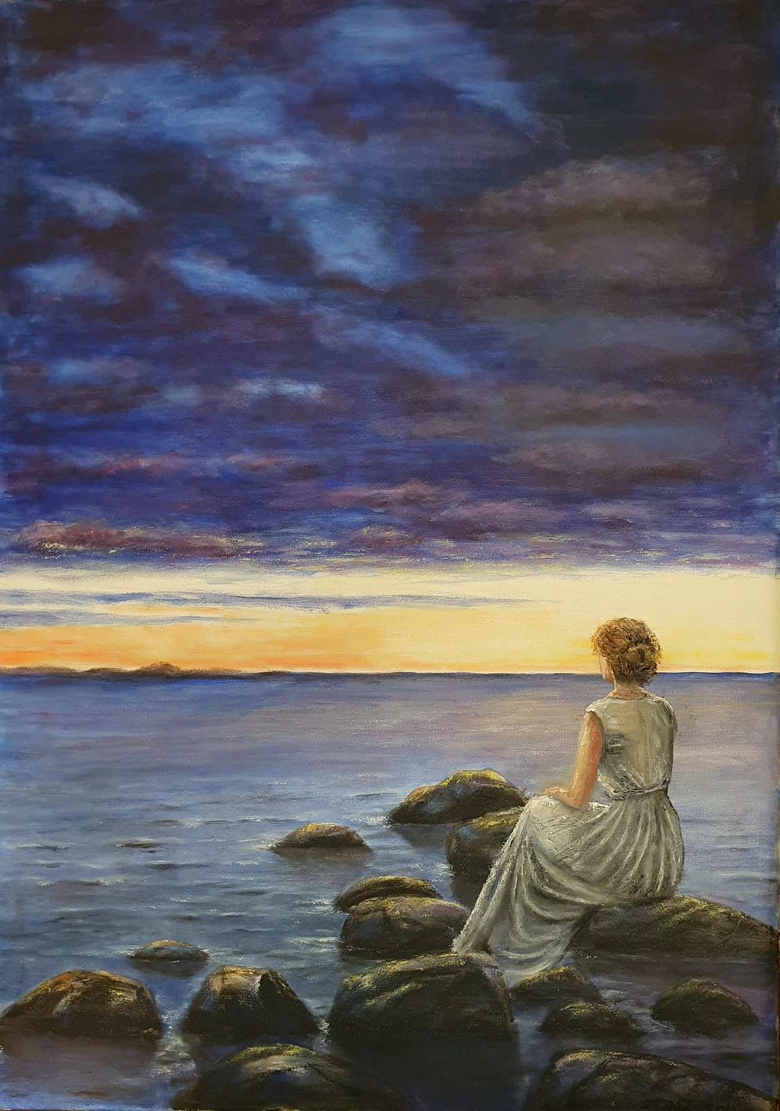 Oljemålning Blue Evening av Tony Nilsson