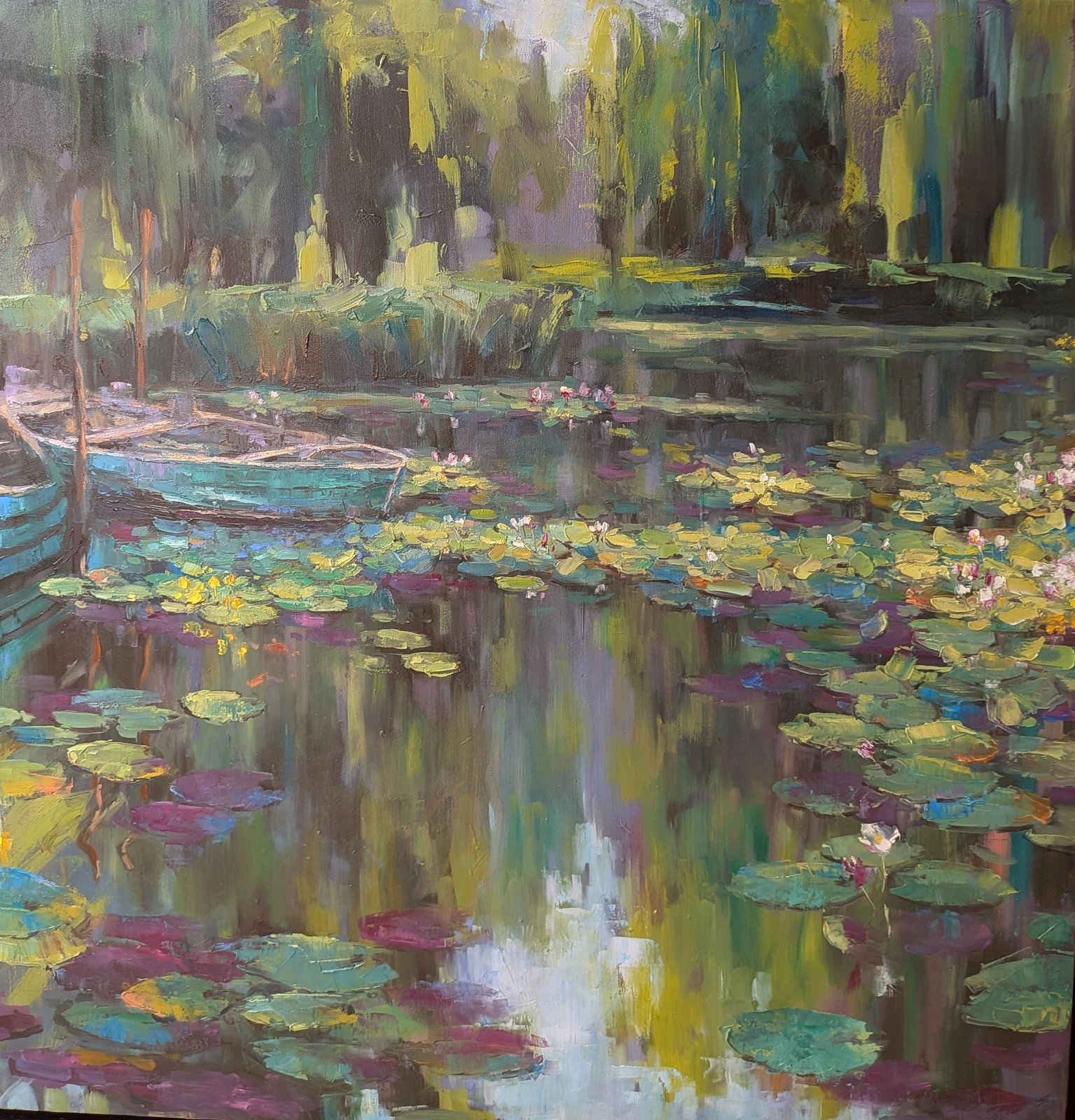 Oljemålning Morning on the pond av Tetiana Kozhushko