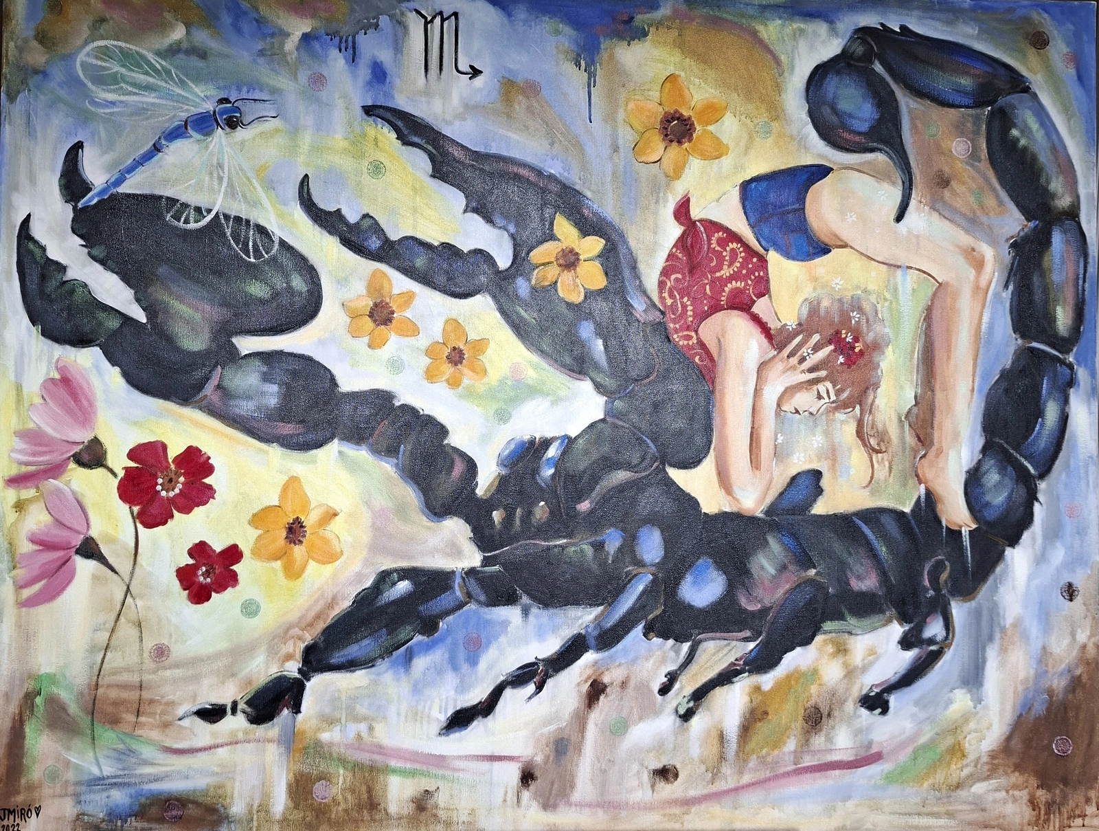 Oljemålning Scorpio av Judith Miró Rodriguez