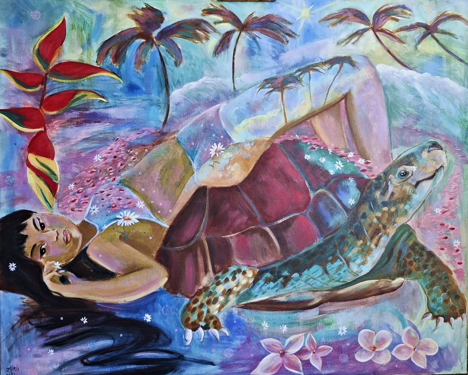 Oljemålning I´ve got you back av Judith Miró Rodriguez