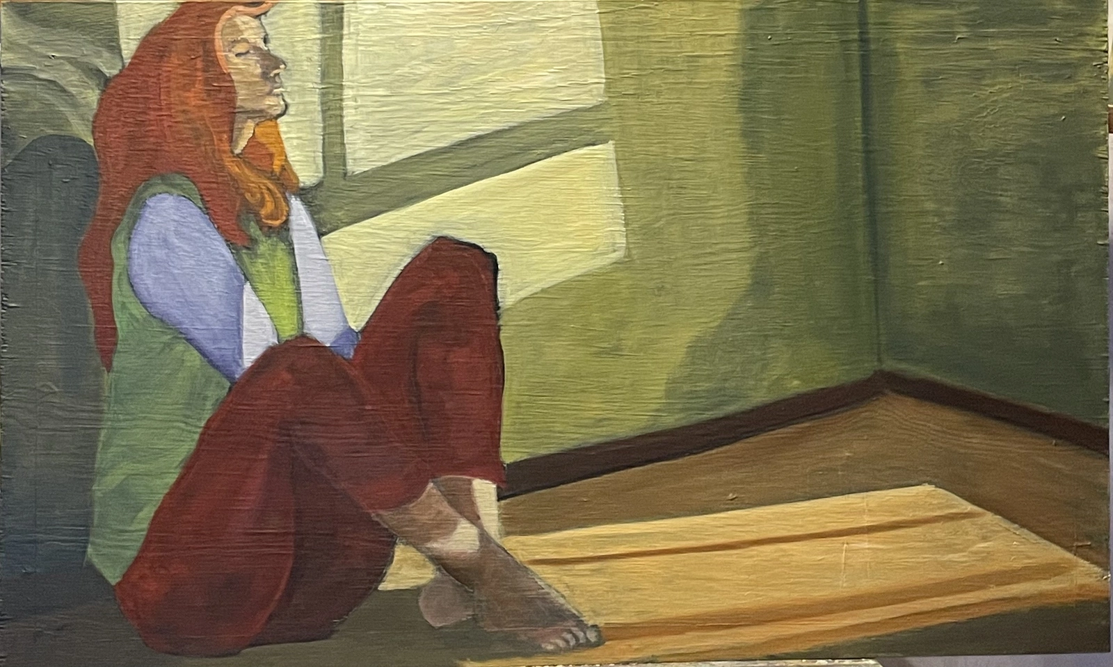 Oljemålning A girl remembering. av Camilla Wolgers