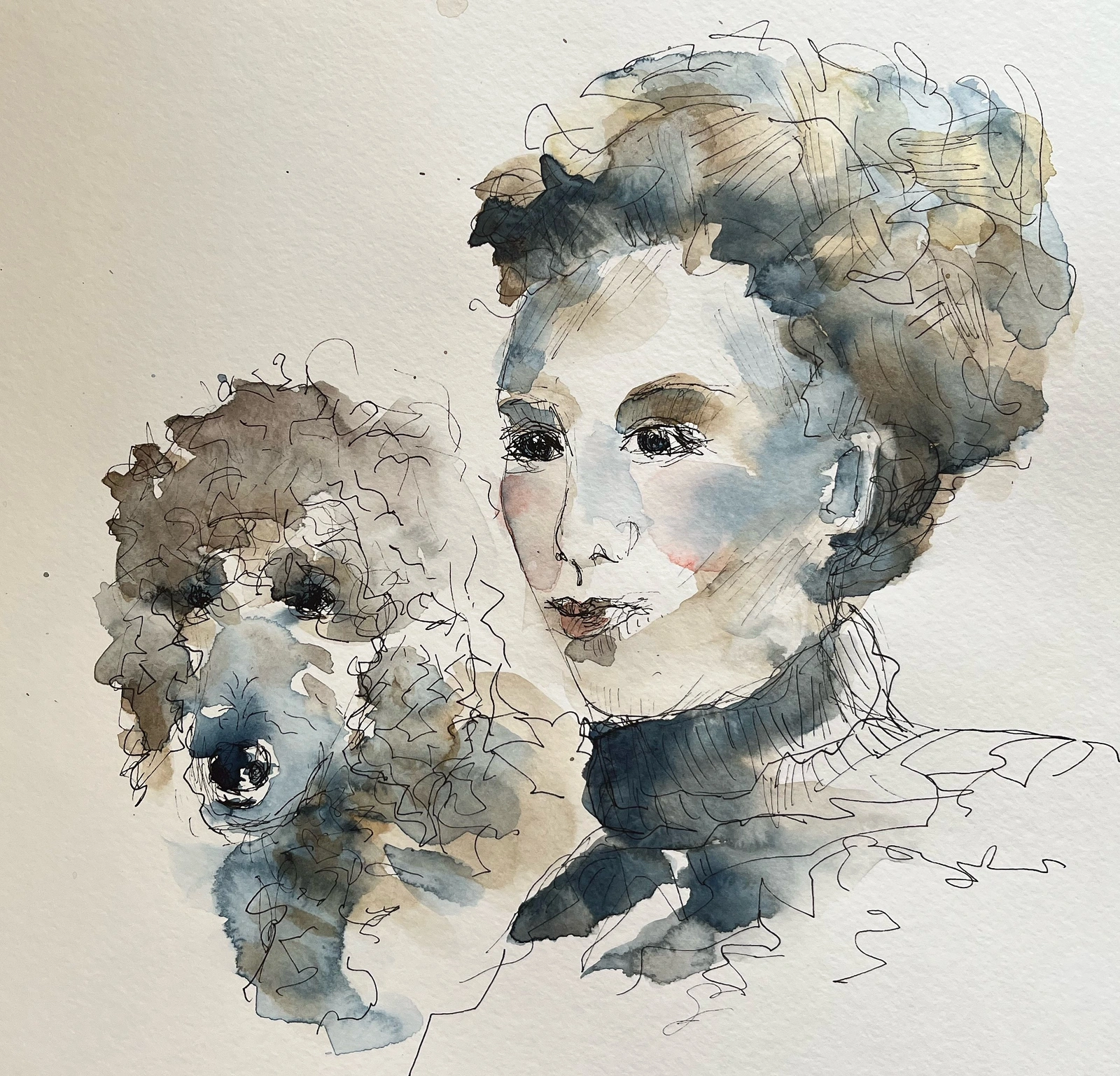 Akvarell The two of us av Barbara Månsson