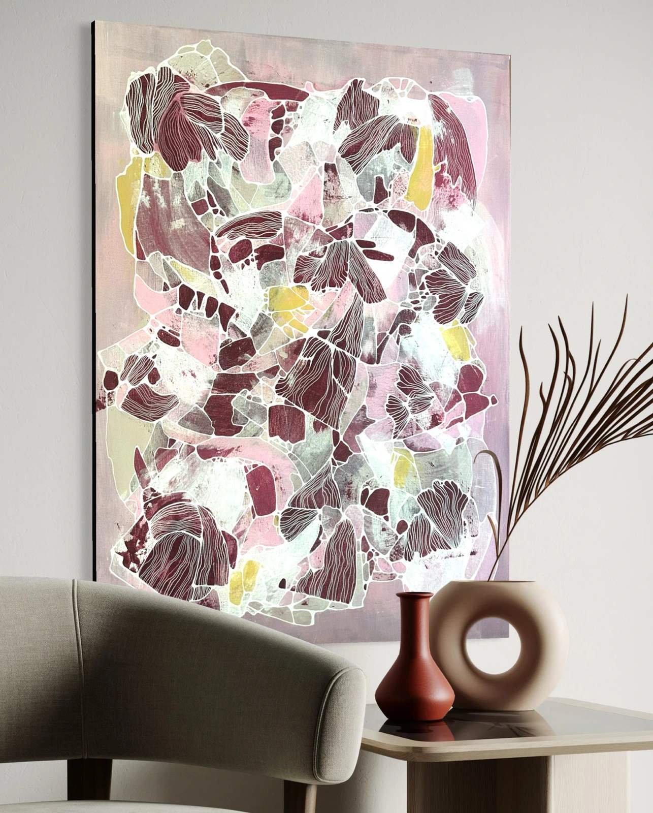 Akrylmålning Cherry Blossom (interiörbild) av Annie Wikner