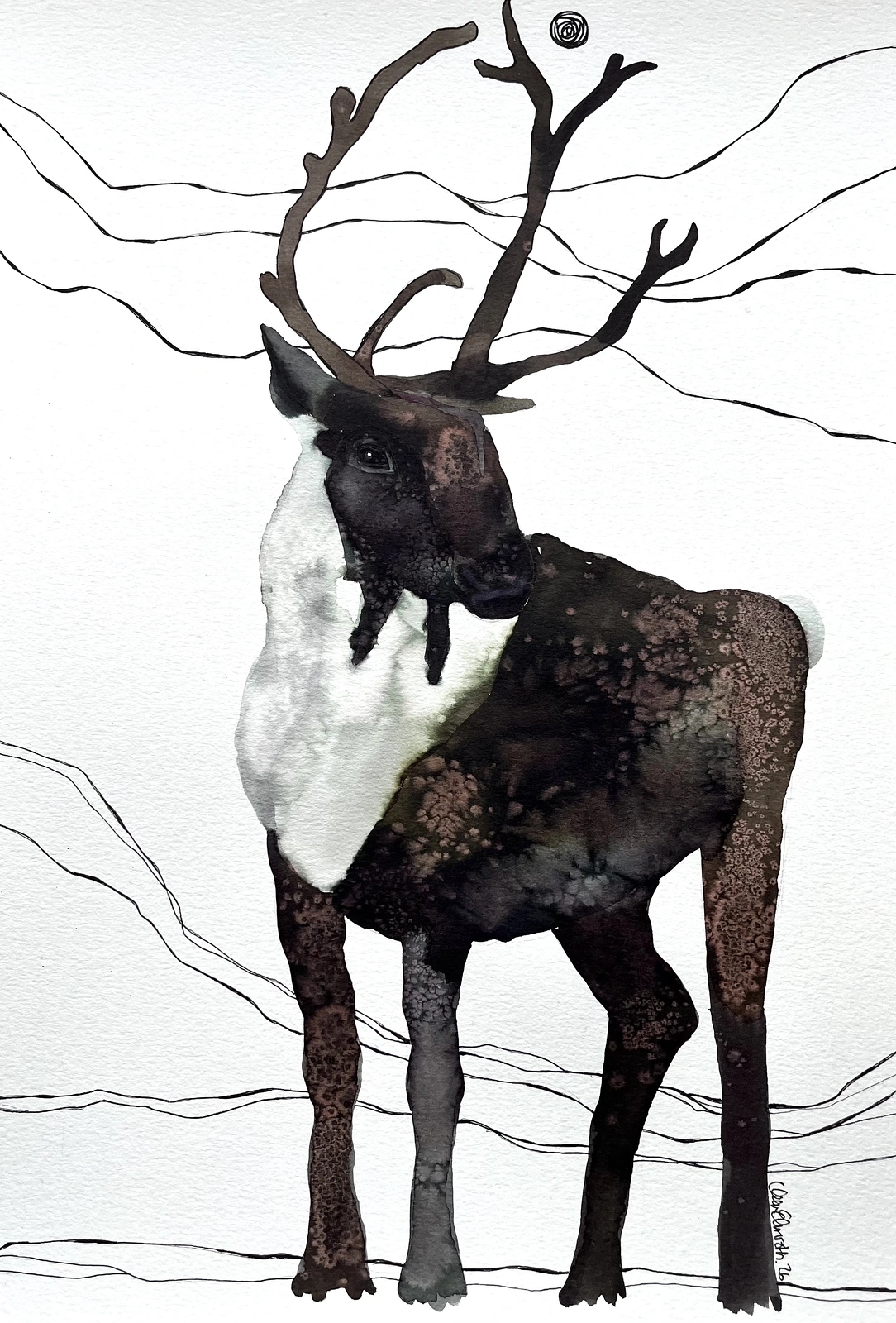 Akvarell Dear Reindeer av Hanna Elmroth