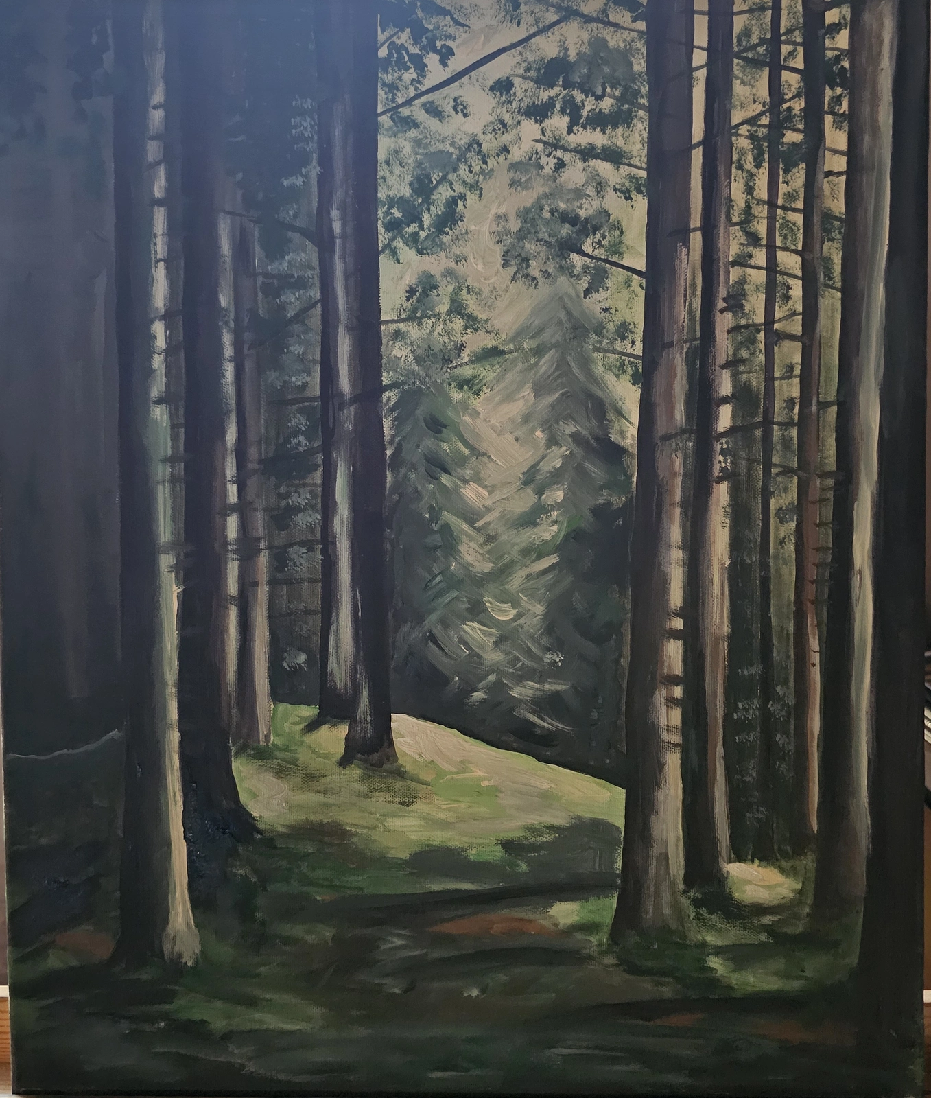 Akrylmålning Skogen och mossan av Linda Perminger