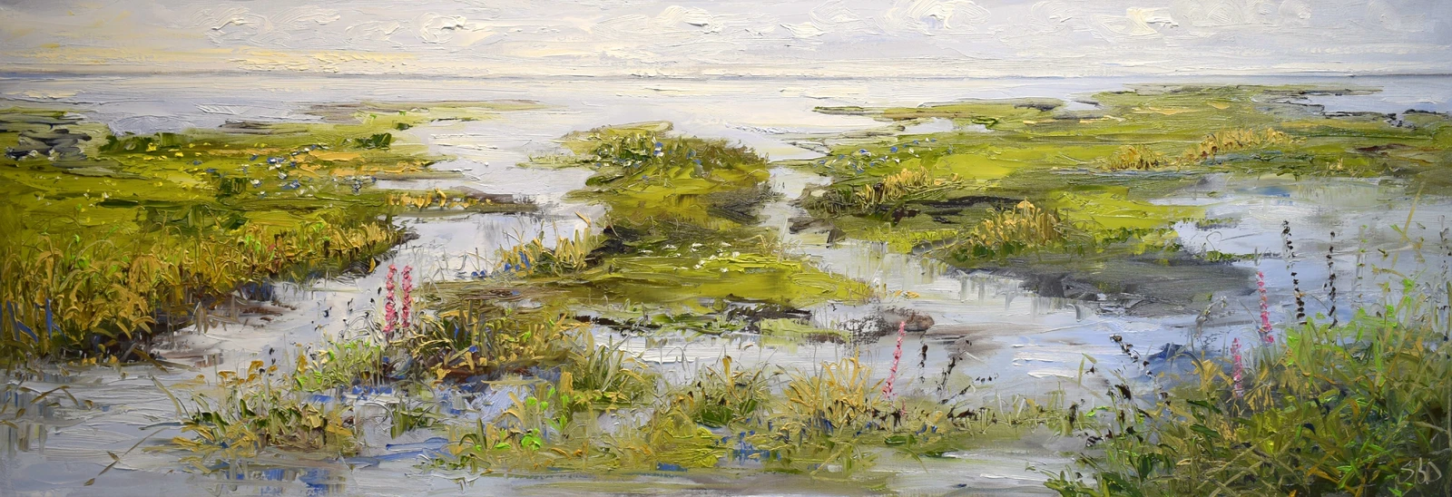 Oljemålning Green walk av Sonja Brussen