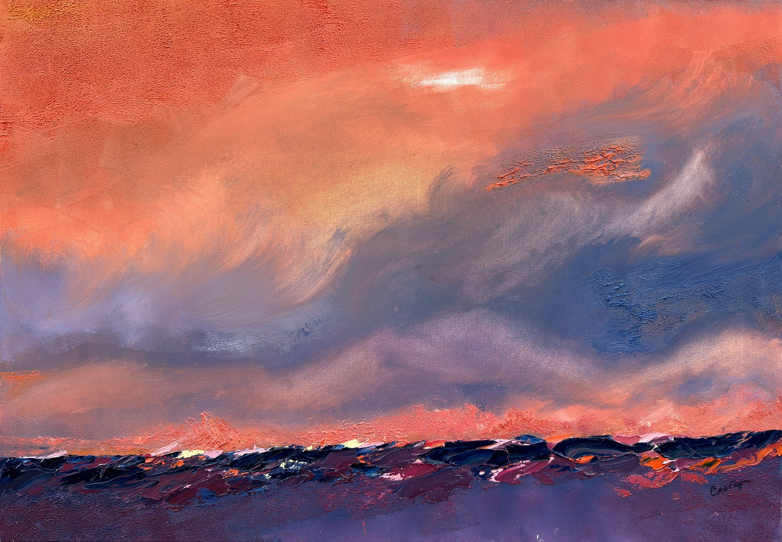 Oljemålning Warm Sky av Olena Sloboda