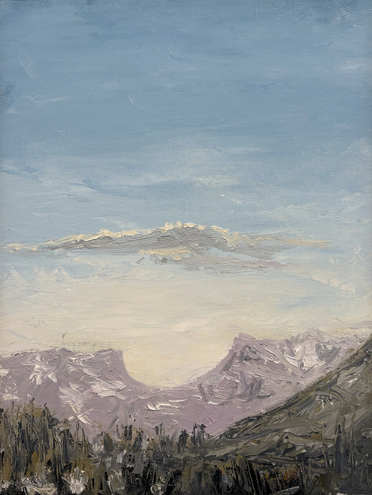 Oljemålning Čuonjávággi av Zachary Dugas