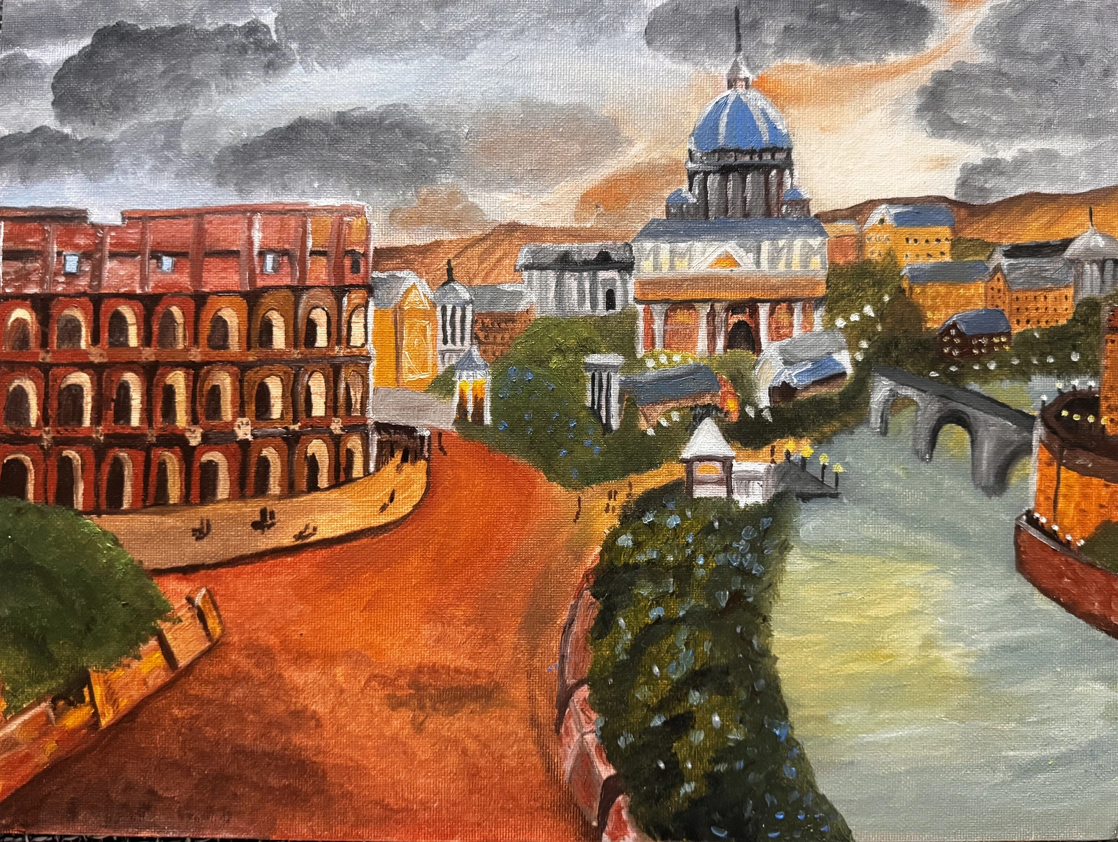 Oljemålning A day in Rome av Silvia Keskineva