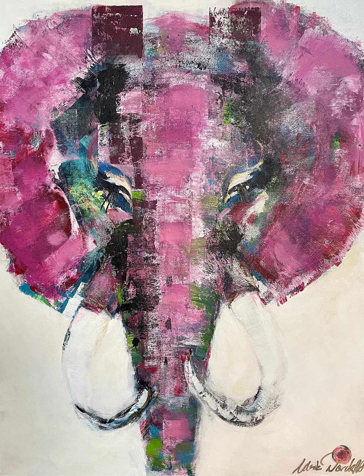 Akrylmålning Elefant. A Glas of Rosé, maybe? av Ulrike Nordquist