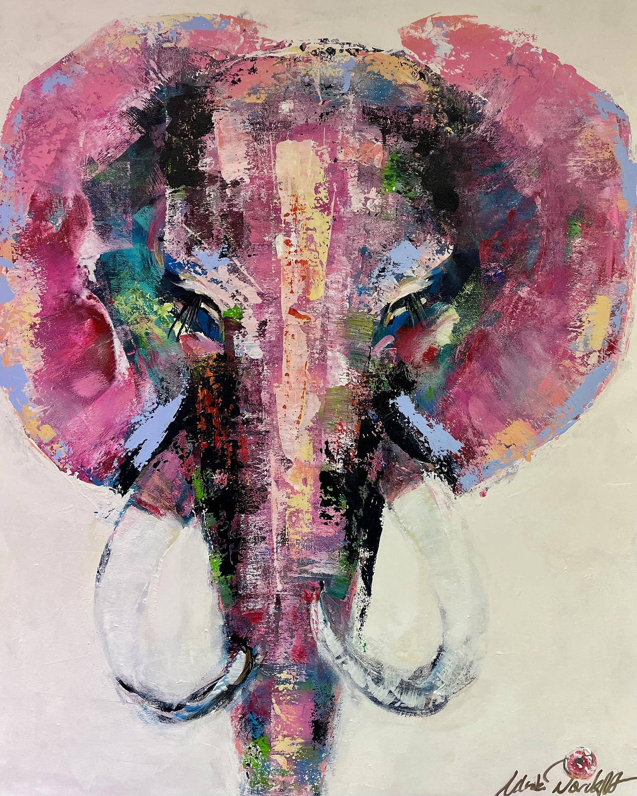 Akrylmålning Elefant. A Glas of Rosé, maybe? av Ulrike Nordquist