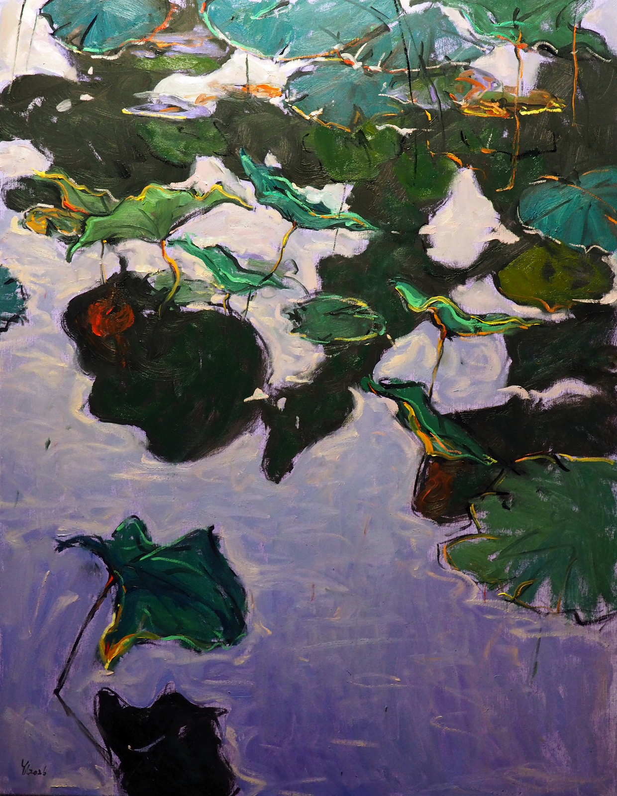 Oljemålning Lotus blad av Yuanyuan Liu