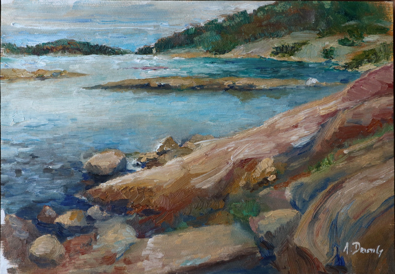 Oljemålning Nötholmen III Plein air av Albin Dristig