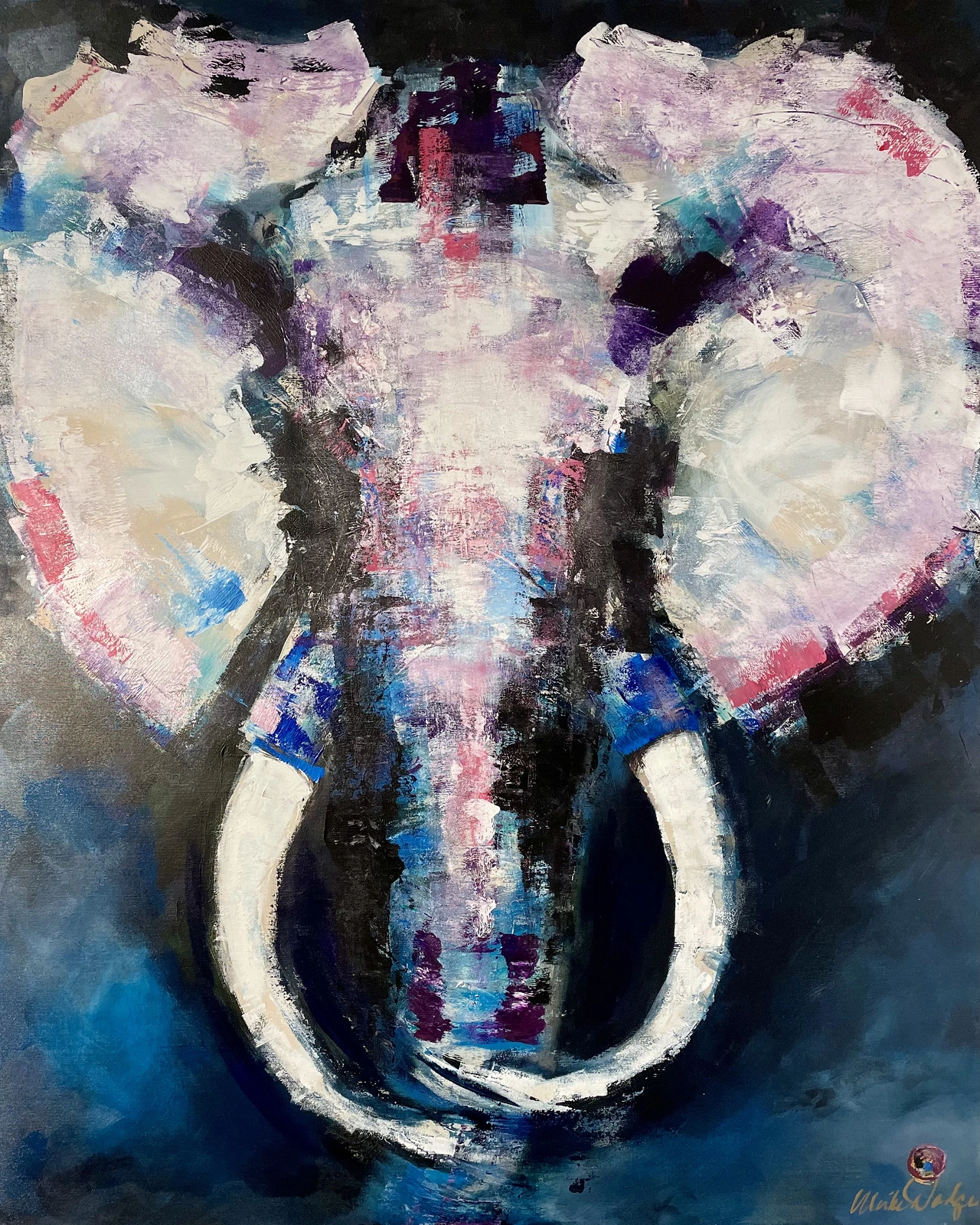 Akrylmålning Elefant. Savannah Midnight. av Ulrike Nordquist
