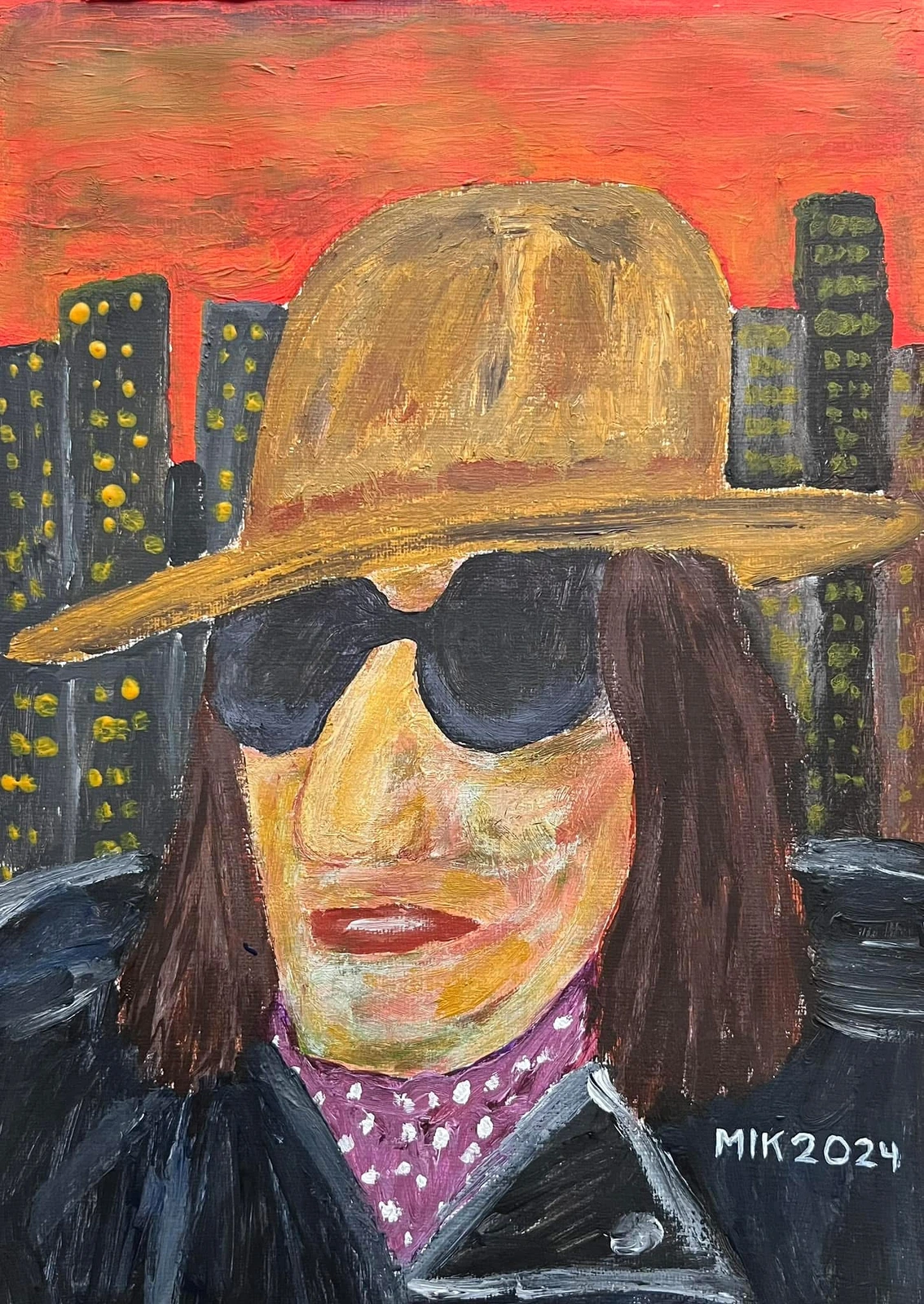 Akrylmålning Efter giget med L.A. Guns av Mik