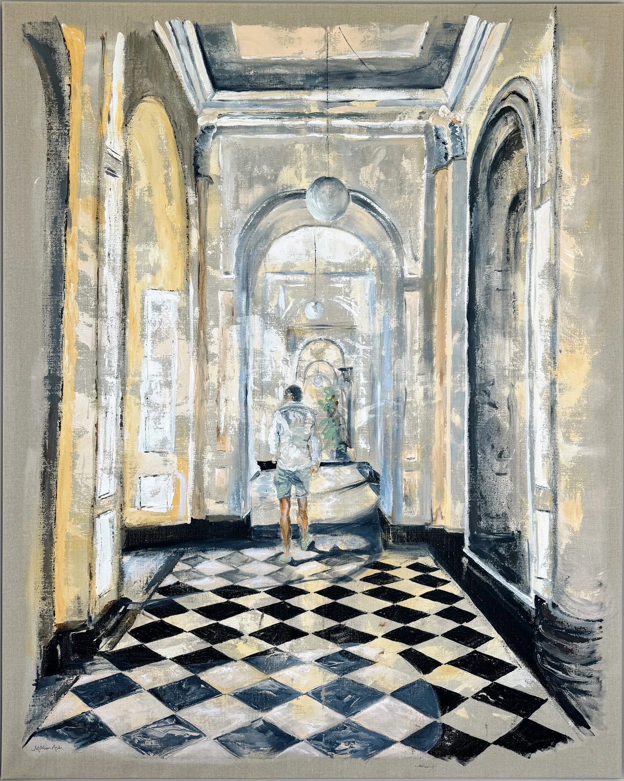 Akrylmålning Grand hotel Cadenabbia, Lake Como av Malin Ask
