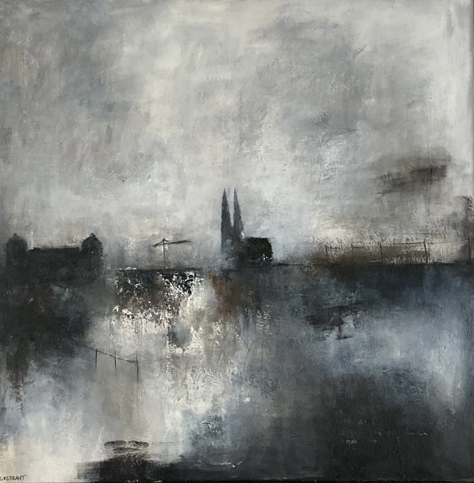 Akrylmålning UPPSALA SKYLINE (Inramad) av Rose-Marie Lyckebrant-Lindqvist