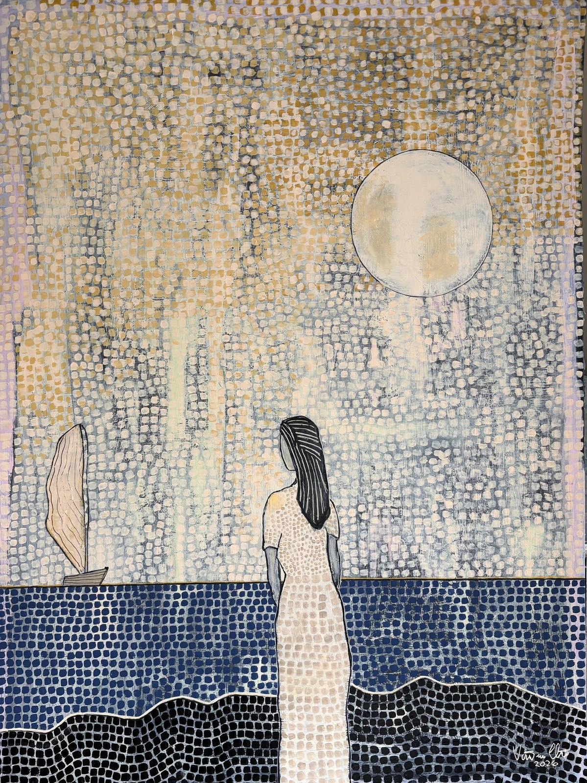 Akrylmålning Lady by the sea av Vivianne Otsa