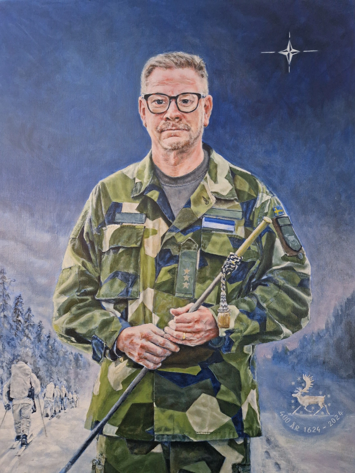 Oljemålning Överste Nils Johansson vid I19 - beställningsverk av Cathrine Lidman
