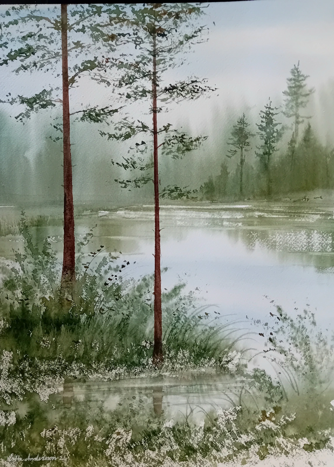 Akvarell Grönska av Lotta Andersson