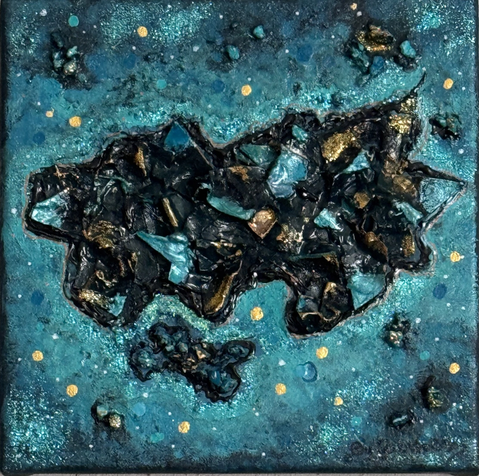 Akrylmålning Turkos nebulosa av Gabrielle Persson