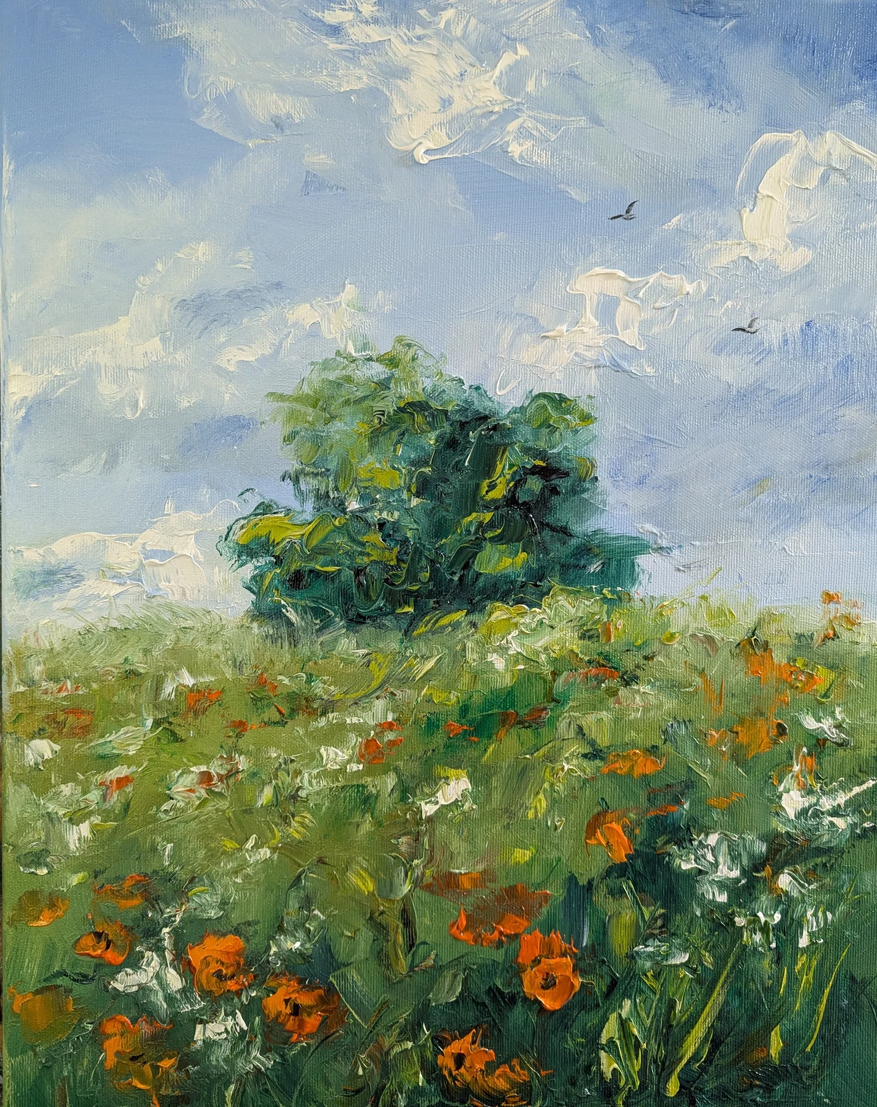 Oljemålning Österlen blommar av Kathrin Bernekorn