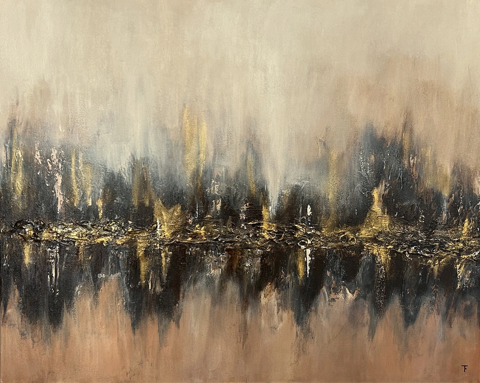 Akrylmålning Golden haze av Tina Fornbrandt