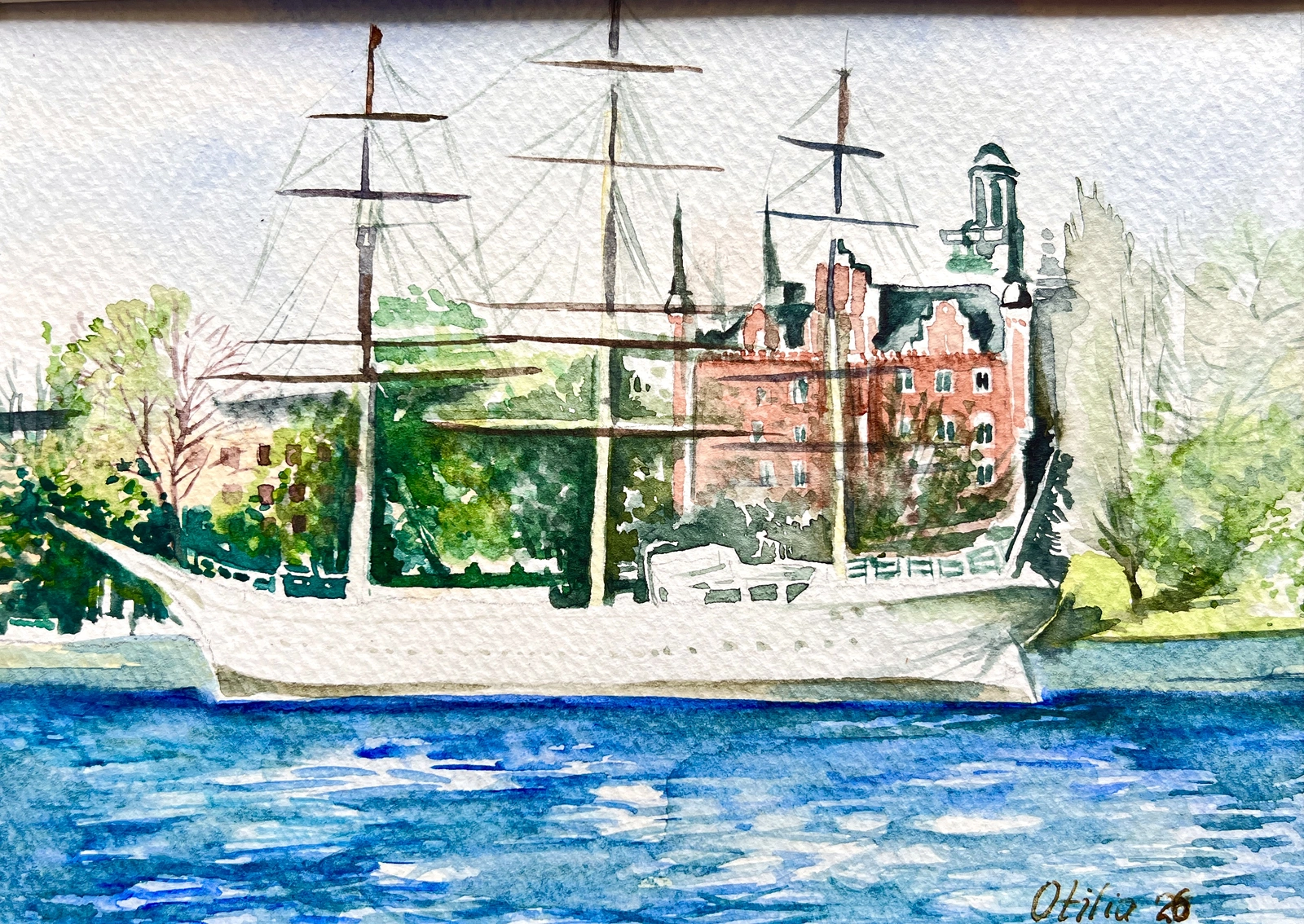 Akvarell Gamla Stan, Stockholm av Otilia Tarlapan