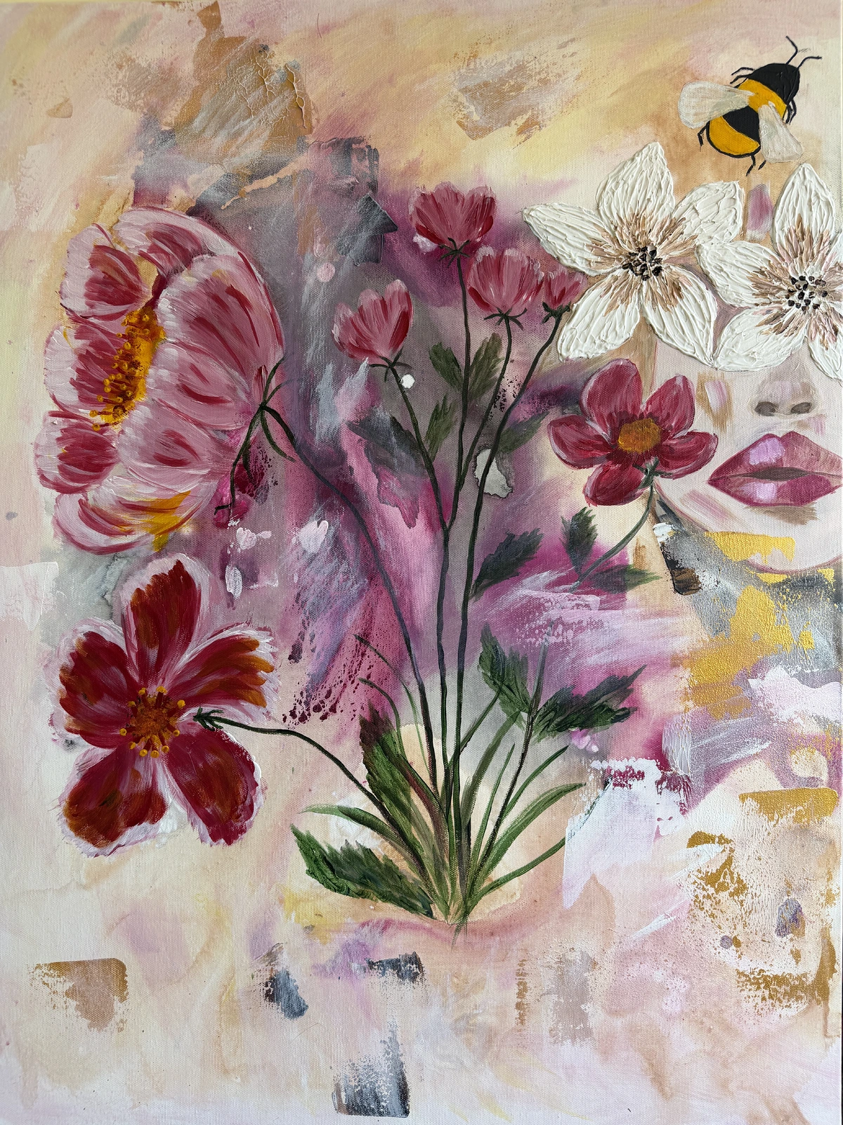 Akrylmålning Flower in my mind av Camilla Jäderberg