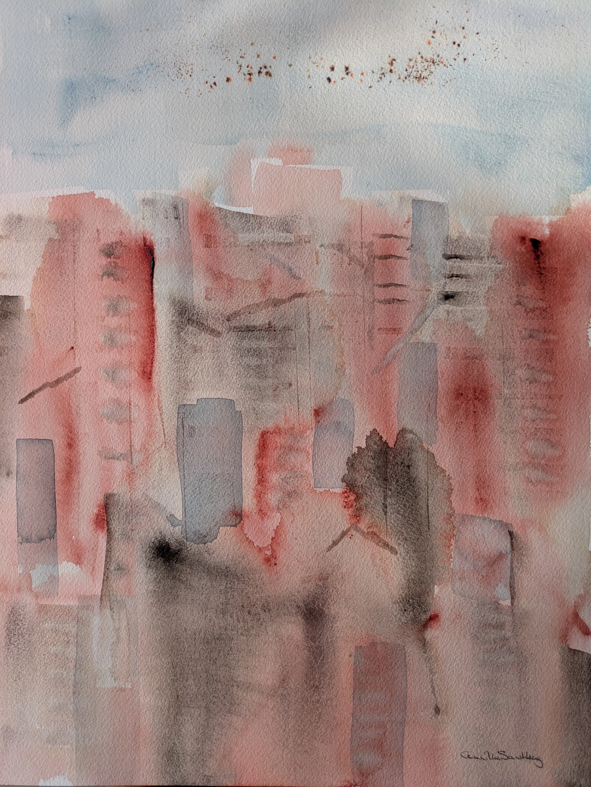 Akvarell Skyline av Gunilla Sandberg