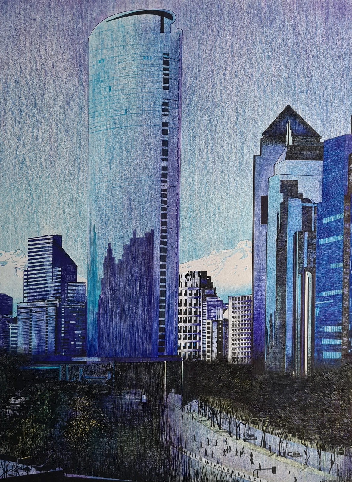 Akrylmålning Torre Titanium av Amancio Funes