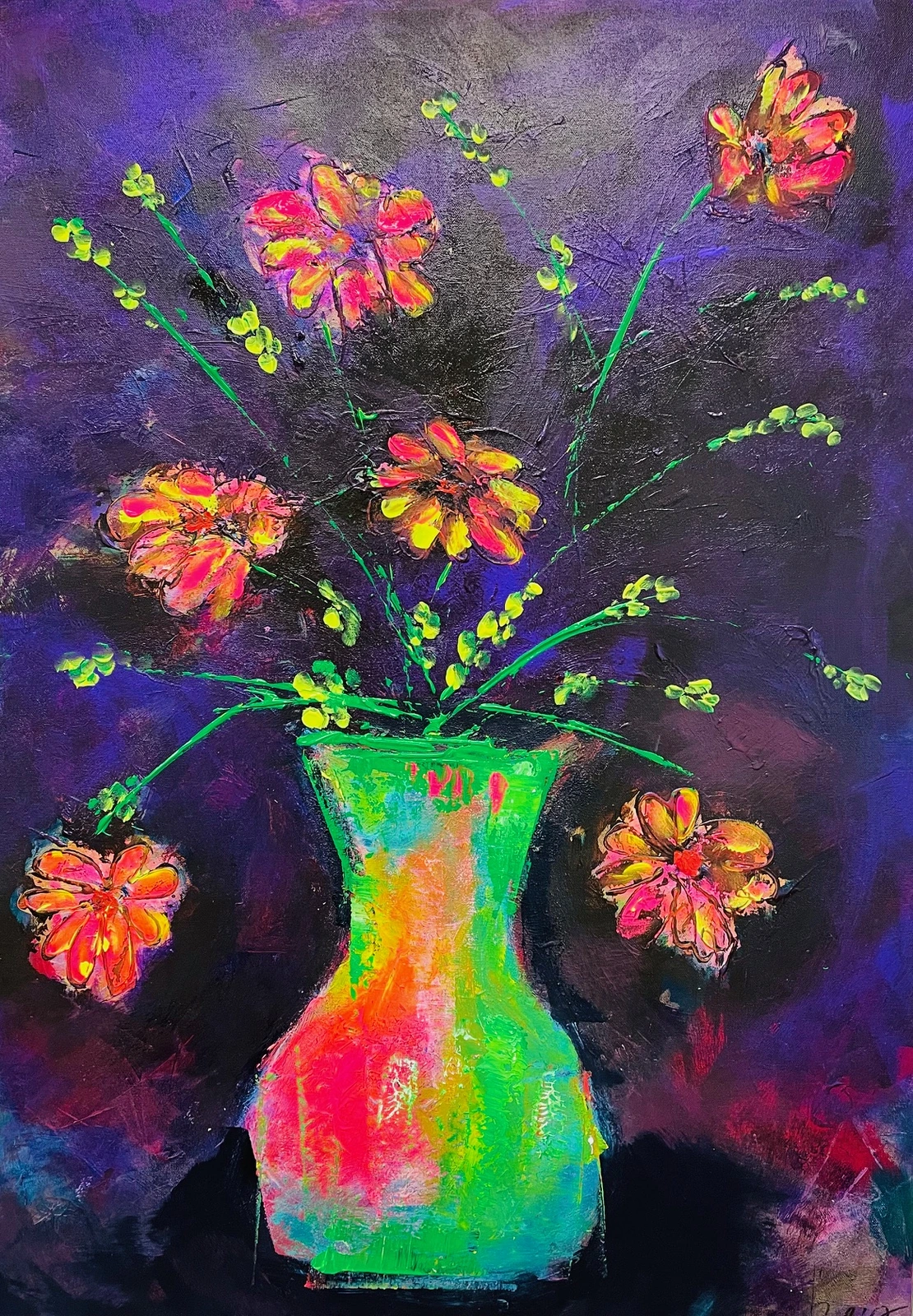 Akrylmålning Flowers. "You should always have some flowers at home" av Ulrike Nordquist