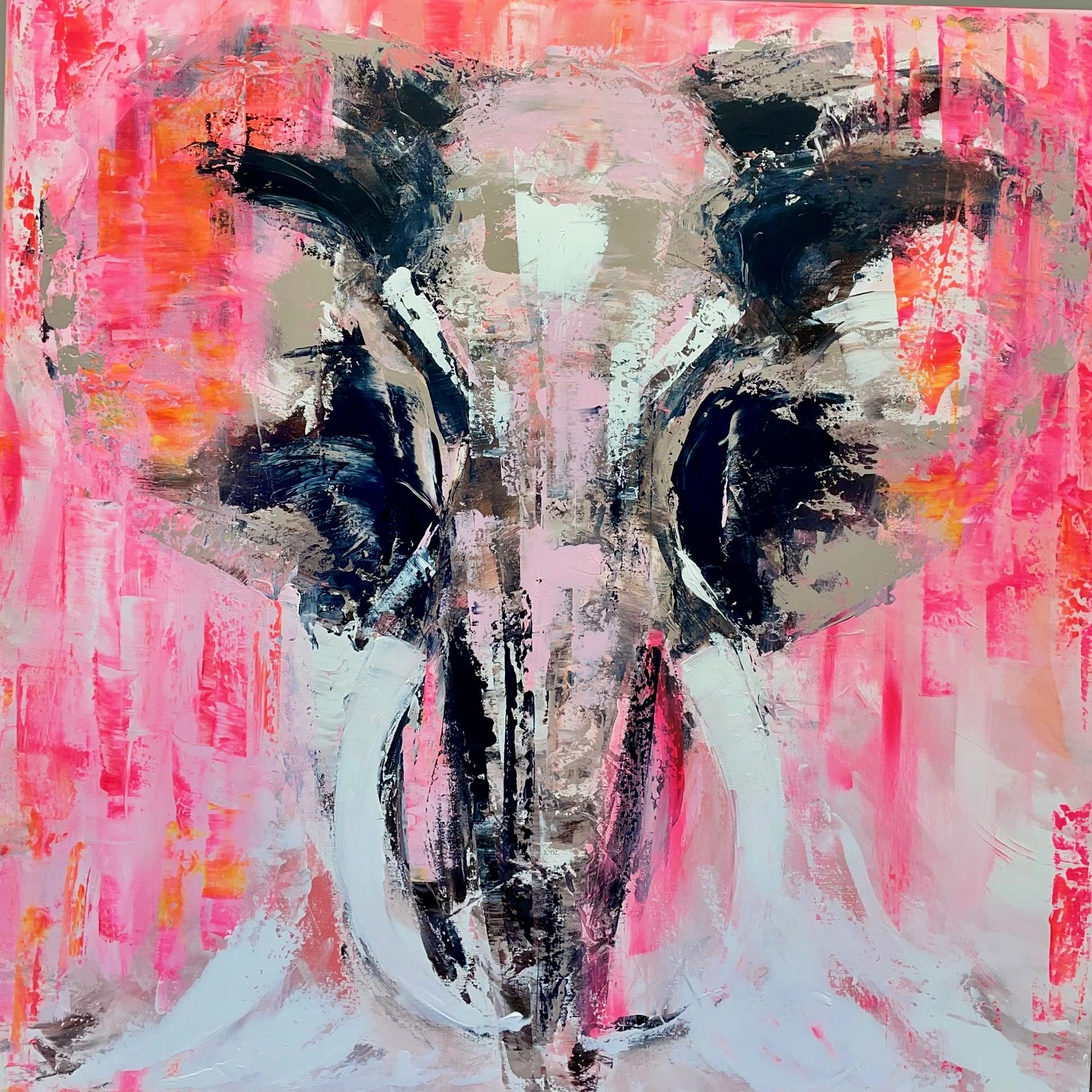 Akrylmålning Elefant. Savannah Neonlight. av Ulrike Nordquist