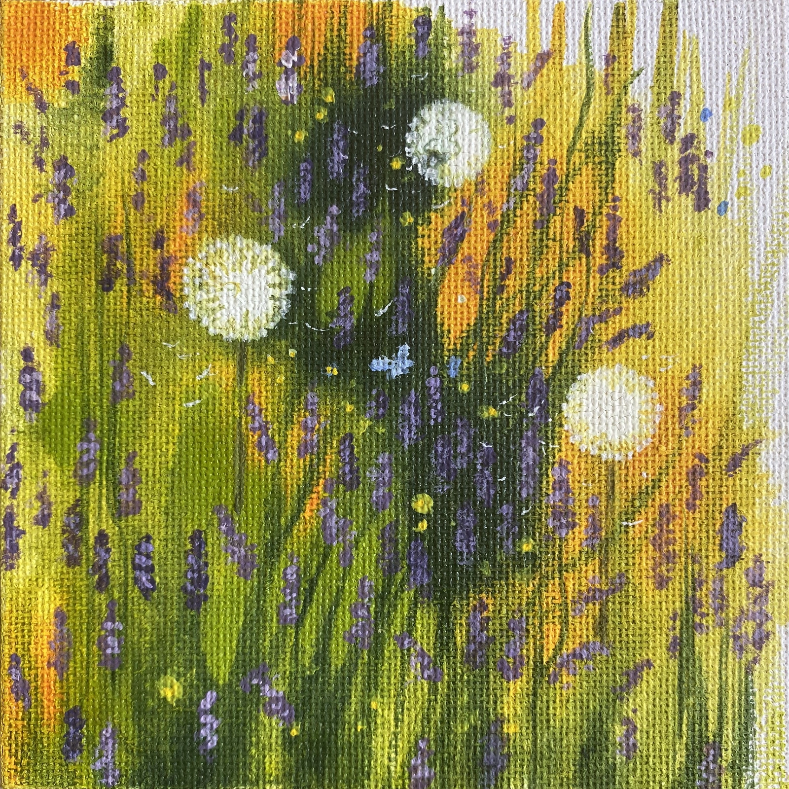 Akrylmålning ÄNGSLYCKA (4 små målningar) - finns som prints av Anna Sandberg Emilsson
