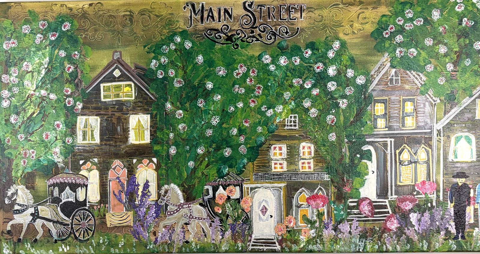 Akrylmålning Main Street av Marie Duclos