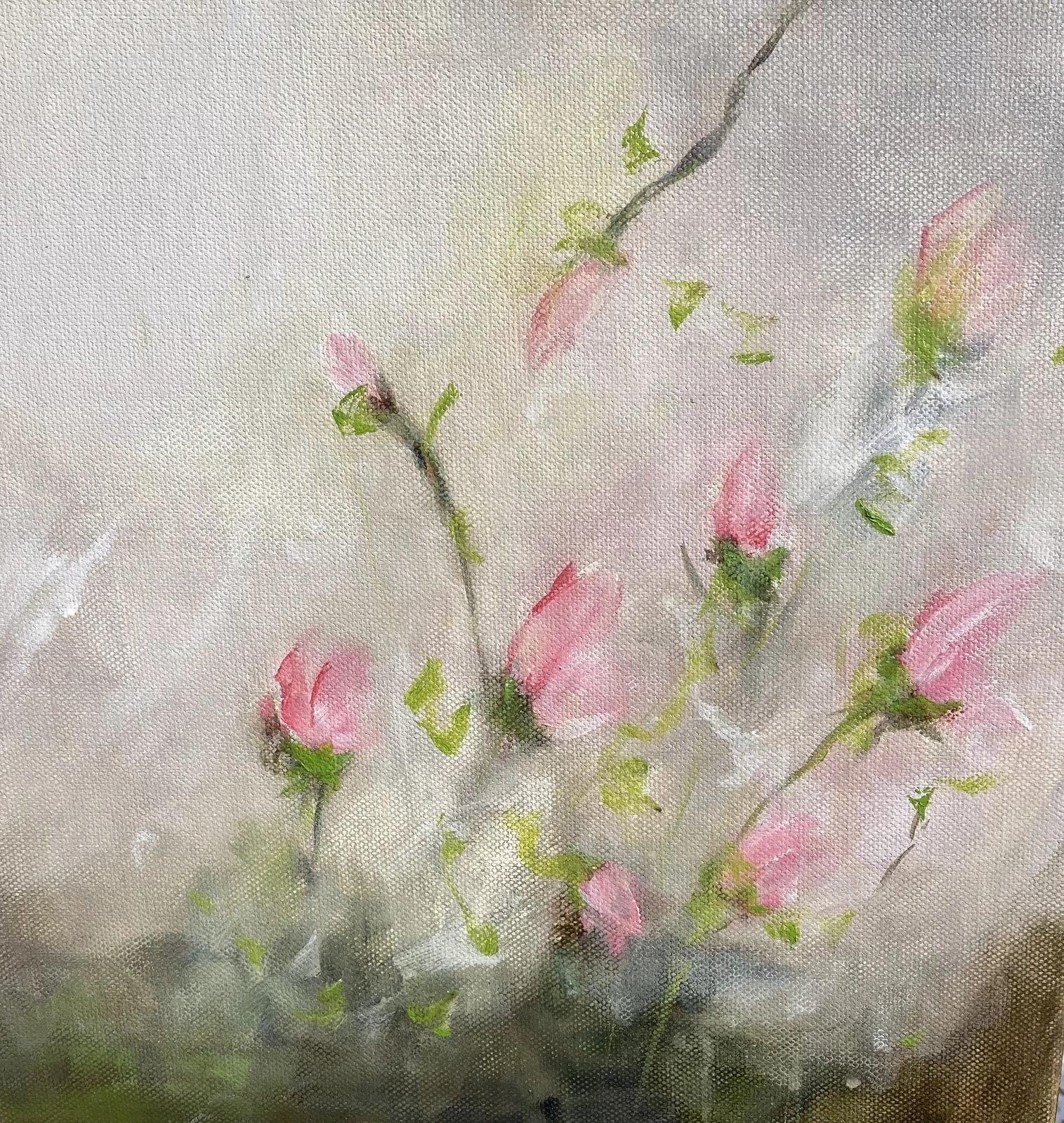 Akrylmålning ROSOR TILL MOR av Rose-Marie Lyckebrant-Lindqvist