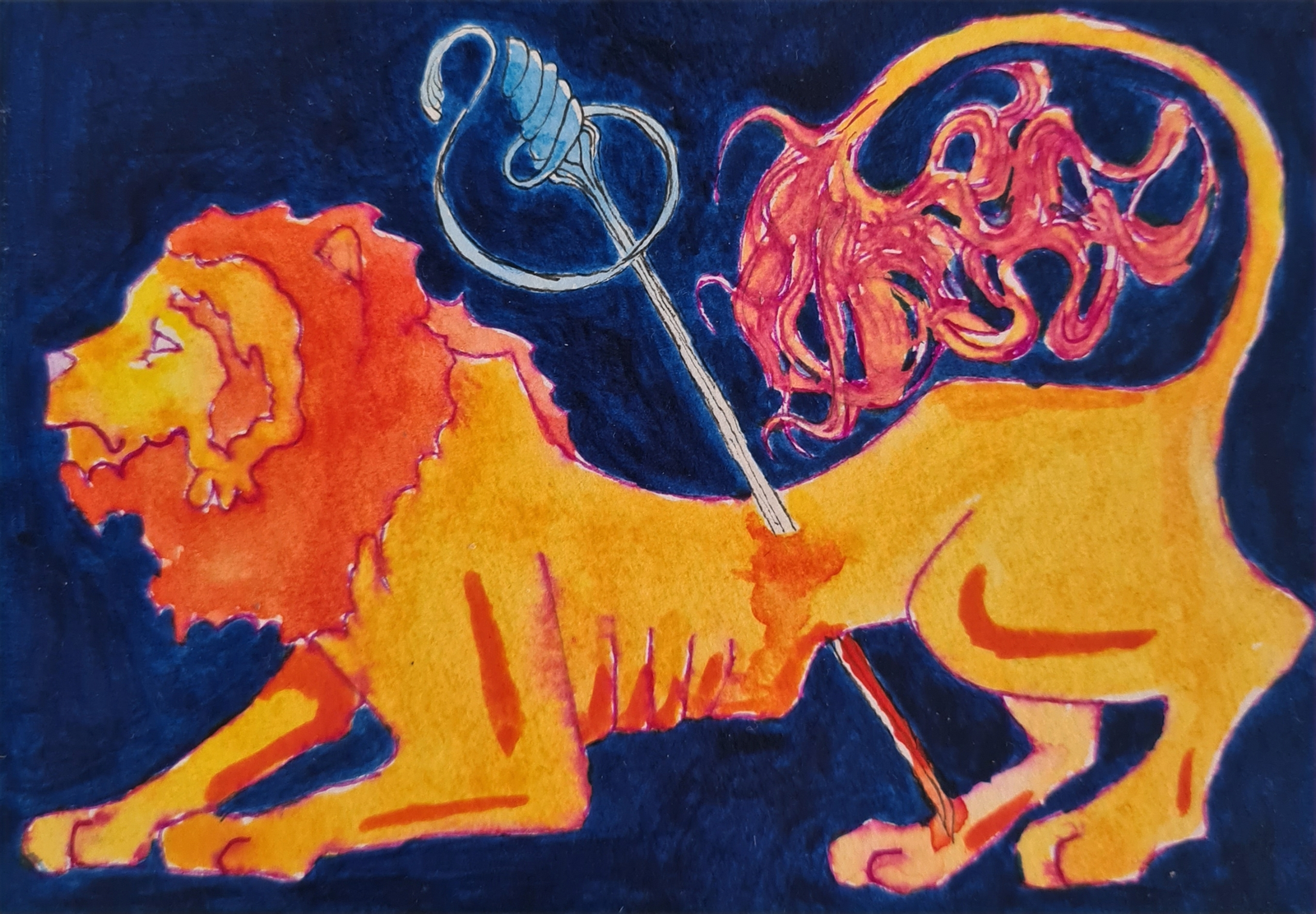 Akvarell Lion av Alexander Binnmyr