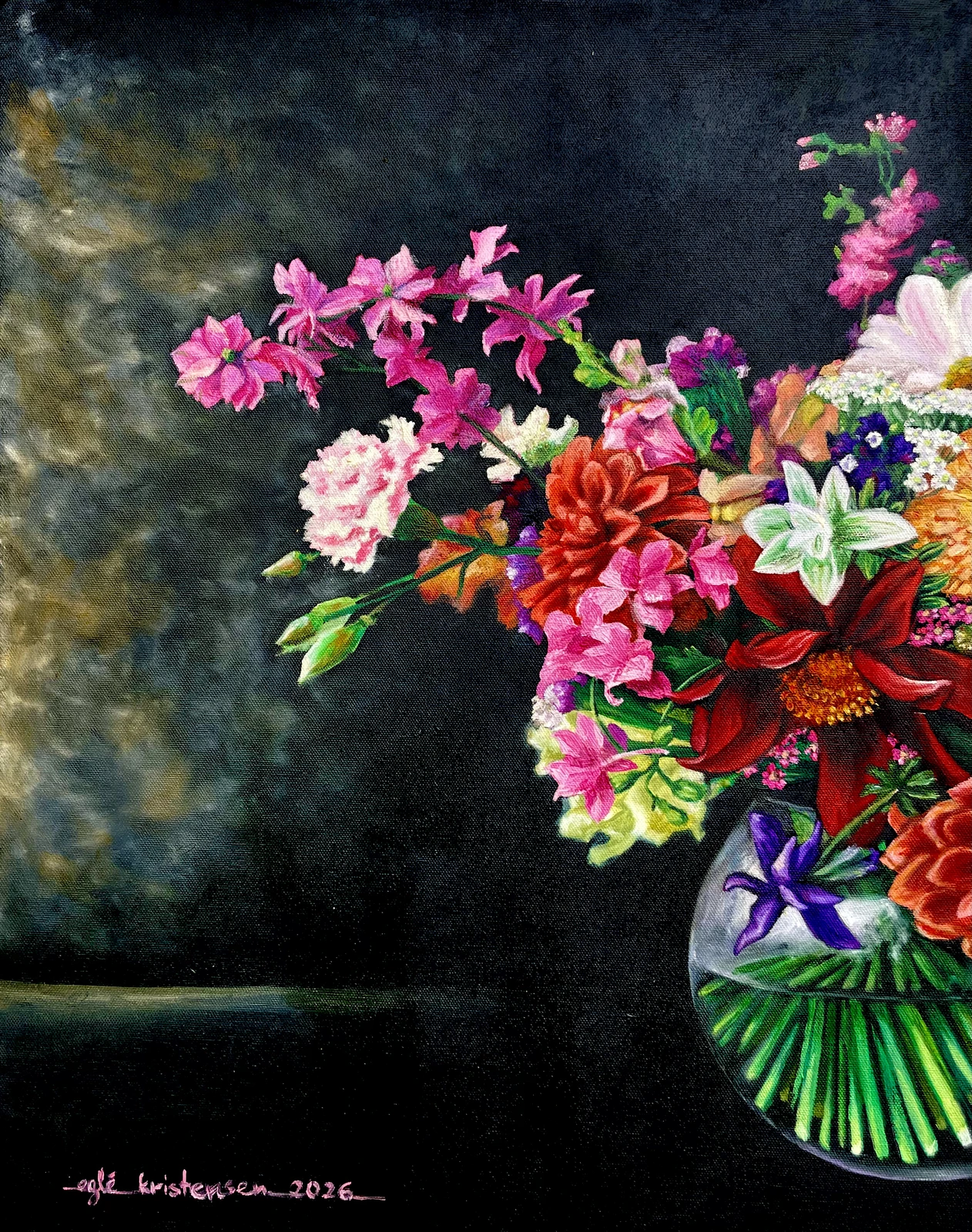 Oljemålning Flowers from the garden av Egle Kristensen