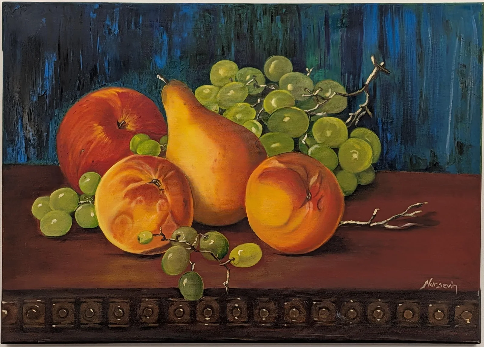 Oljemålning Still Life of Fruit - Reproduktion av Nursevin Bektemir